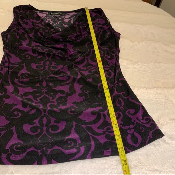 Black & Purple Cowl Neck Tank Top - Picture 6 of 9